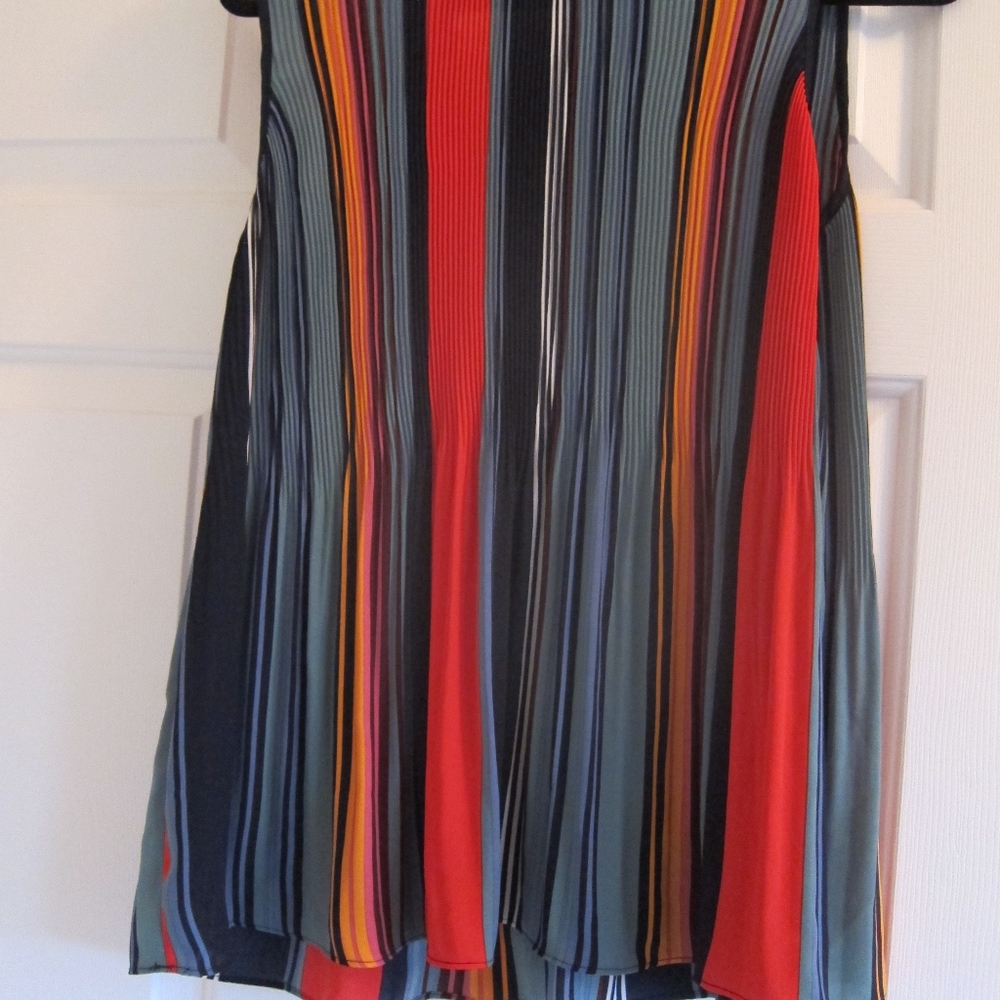 Vibrant multi-colored sleeveless blouse